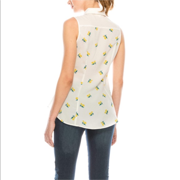 Urban Diction Lemon Print Button Up Blouse - Picture 3 of 4